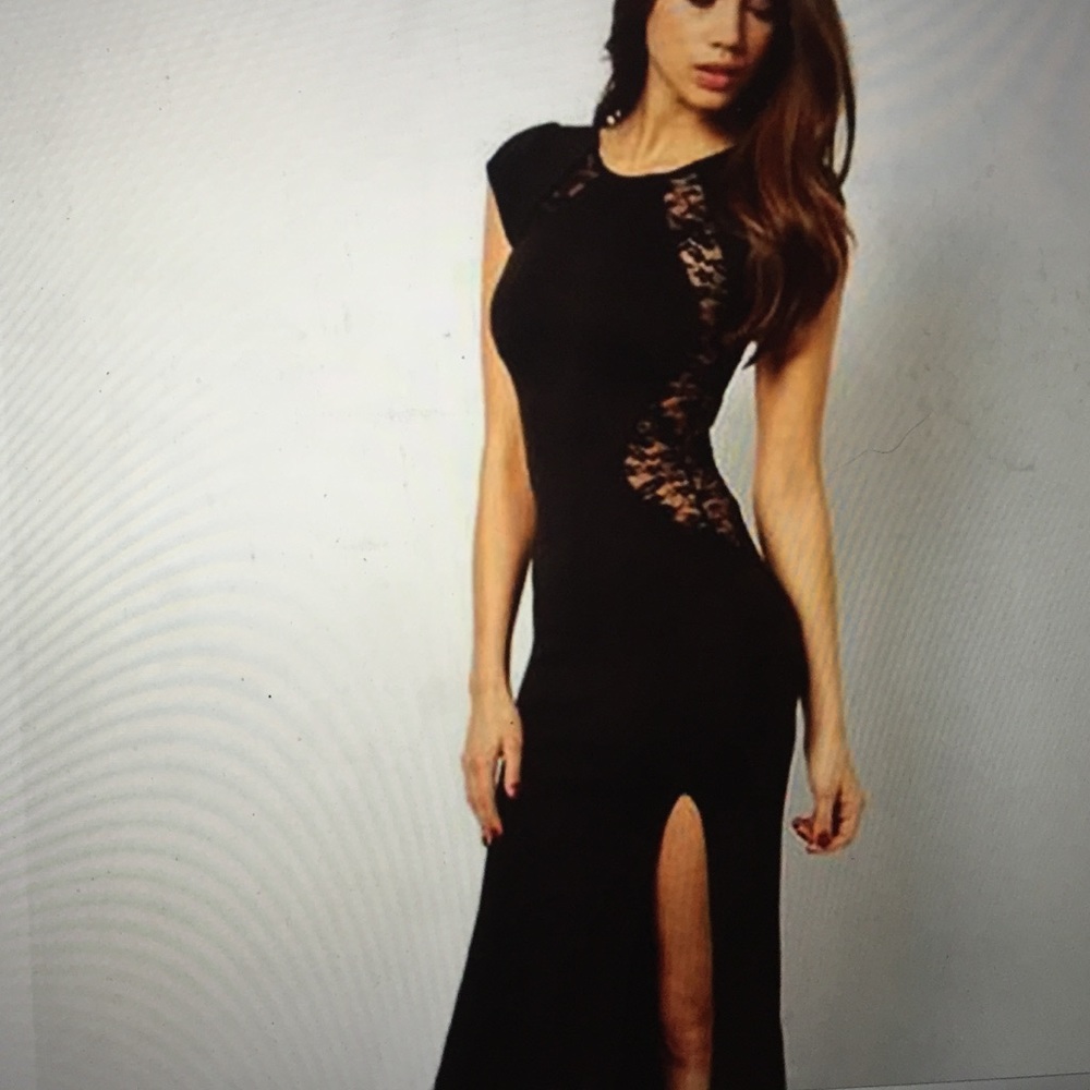 Black dress with lace cutout